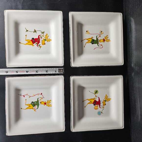 Laurie Gates Winter Wonder Set of Four Square Salad Plates. NOS. Retired - Picture 11 of 12